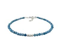 Pulsera de cianita azul de 3 mm con cuentas redondas facetadas y cierre ajustable chapado en plata de 18 cm para hombre y mujer | LK_STACK_01498