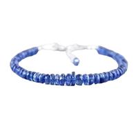 Pulsera de cianita de 3-4 mm con cuentas facetadas en forma de rondelle, cierre ajustable chapado en plata de 18 cm, para hombre y mujer | LK_STACK_03967