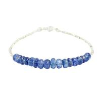 Pulsera de cianita de 3,5-4 mm con cuentas facetadas en forma de rondelle y cierre chapado en plata de 18 cm para hombre y mujer | LK_STACK_03951