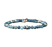 Pulsera de cianita de 3,5 mm con cuentas redondas facetadas y cierre chapado en oro de 18 cm para hombre y mujer | LK_STACK_03979