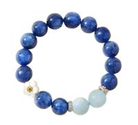 Pulsera de cianita y aguamarina, cristal natural de cianita de grado 7A, joyería energética, piedra preciosa azul, fortuna, riqueza, suerte, equilibrio de chakras para hombres y mujeres,length 15cm