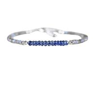 Pulsera de cianita y labradorita de 3 mm con cuentas facetadas en forma de rondelle, cierre ajustable chapado en plata de 18 cm para hombre y mujer | LK_STACK_07909