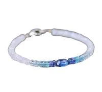 Pulsera de cianita y piedra lunar de 4-6 x 4 mm con cuentas facetadas, forma ovalada y redonda, cierre chapado en plata de 18 cm para hombre y mujer | LK_STACK_07910