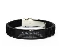 Pulsera de cierre negro grabado en hermana mayor - Una idea perfecta Regalos para cumpleaños, Navidad, Graduación - Amor inspirador y token de apoyo para mi hermana mayor, zinc plateado, cúbico,