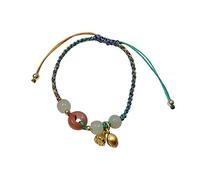 Pulsera de cinabar Natural Vintage Pacífico Pequez Jade Pulseras Trenzadas con Cuentas para Mujeres para Hombres, Accesorios de Prosperidad de Cuerda Ajustable Colgante Agata Buena Suerte Amistad