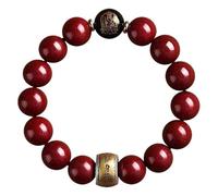 Pulsera de cinabrio de tigre del zodiaco con cuentas de arena de oro morado, pulsera espiritual ajustable con mantra y símbolo de protección, pulseras de cuentas rojas para hombres, joyería energética