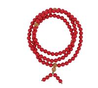 Pulsera de Cinabrio Natural 8mm,108Pulseras Oración Cuentas Buda Rojo Brazalete Cadena Muñeca Cuenta Prosperidad Meditación Budista Elásticas Bola Roja Colgante Accesorios