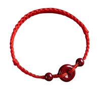 Pulsera de Cinabrio Rojo con Hebilla de la Paz, Hecha a Mano, con Encanto de Bendición, Salud y Seguridad para Hombres y Mujeres (A)