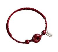 Pulsera de Cinabrio Rojo con Hebilla de la Paz, Hecha a Mano, con Encanto de Bendición, Salud y Seguridad para Hombres y Mujeres (E)