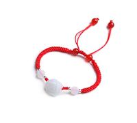 Pulsera de cinabro Natural Prosperidad Ajustable Flores Jade Pulseras de Cuerda Trenzadas para Mujeres niñas de Bueca de amenazas de Amistad de Hecha a Mano para Amantes