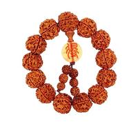 Pulsera de Cinco pé de Rudraksha nepalí, Colgante de Shede, Pulsera de Madera con Cuentas de Mala Budista para Yoga