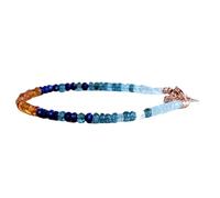 Pulsera de citrino, lapislázuli, cianita y aguamarina de 3,5 mm con cuentas facetadas en forma de rondelle y cierre ajustable chapado en oro rosa de 18 cm para hombre y mujer | LK_STACK_07405