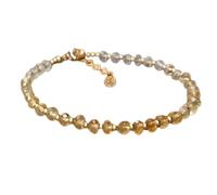 Pulsera de citrino sombreado de 3,5-4 mm con cuentas redondas facetadas y cierre ajustable chapado en oro de 18 cm para hombre y mujer | LK_STACK_06077