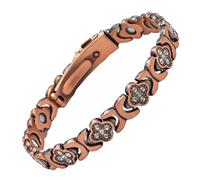 Pulsera de cobre - Pulsera de joyería con imán de 7,87 pulgadas | Cuatro hojas ajustables: elegante accesorio de cobre para mujeres, hombres, bodas, aniversarios, cumpleaños, día de San Valentín