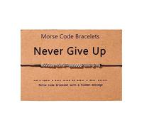 Pulsera de código para mujeres y hombres, ajustable, de acero inoxidable, cordón morse, para la amistad, inspiración, deseos, pulsera de cuerda de deseos, cuentas delicadas, nunca te rindas, joyería