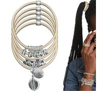 Pulsera de coleta rubia, bonitas, bohemias, vintage, plateadas, accesorios para el cabello para mujeres y niñas, colas de caballo, lazos para el pelo, no dañan el pelo, pulseras decorativas de metal