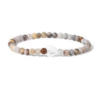 Pulsera De Concha Blanca De Corazón Para Mujeres Y Hombres, Pulsera De Piedra Natural Con Cuentas De 4MM, Cristal De Aguamarina, Amatistas, Cuarzos Rosas, Regalo De Moda,Ágata Loca,19cm
