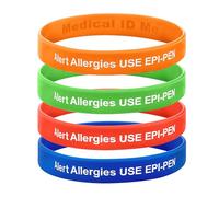 Pulsera de concienciación de alerta médica de alergia a nueces para adultos (niños/adolescentes 18 cm, juego de 4 pulseras)