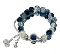 Pulsera de constelación estrellada para mujer, hecha a mano, cuentas de cristal, color azul, para galaxia, tamaño ajustable, accesorio de moda en capas