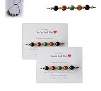 Pulsera de coraje y fortaleza: un símbolo de resiliencia para los guerreros, joyería inspiradora de esperanza con tarjeta, Pulsera con cuentas de preciosas, pulseras de apoyo emocional (2pcs)