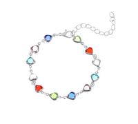 Pulsera de corazón colorida con diseño de corazón de arco iris, pulsera de corazón de amor, joyería para mujeres y niñas, reloj para mamá, talla única, Metal, No es una piedra preciosa