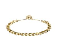 Pulsera de corazón con candado de oro de 7 mm, 20,3 cm, chapada en oro PVD - Bling King London, 8-Inch, Latón, No es una piedra preciosa