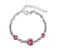 Pulsera de corazón de amor para mujer, pulsera de muñeca para niñas, accesorios de vacaciones con perlas, talla única, Metal, No es una piedra preciosa