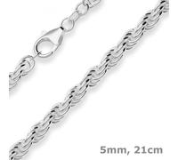 Pulsera De Cordón De 5Mm Pulsera Maciza De Plata Joyería De 925 Plata 21Cm