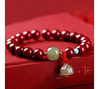 Pulsera de Cristal de cinabrio Feng Shui Pulsera de Riqueza Colgante de Loto Hetian Jade Fortune Reiki Crystal Chakra Pulsera para Mujeres y Hombres Talismán Piedra Preciosa Natural Buena Suerte,