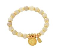 Pulsera de cristal de citrino para mujer con dije dorado, pulsera minimalista de cuentas inspirada en el simbolismo, elegante joyería apilable, regalo significativo para ella, One Size, Madera de agar