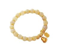 Pulsera de cristal de citrino para mujer con dije dorado, pulsera minimalista de cuentas inspirada en el simbolismo, elegante joyería apilable, regalo significativo para ella, One Size, Madera de agar