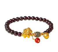 Pulsera de cristal de granate morado Feng Shui - Talismán de caballo dorado para año 2026 - amuleto de piedras preciosas de chakra para prosperidad y felicidad, One Size, Piedra, Sin piedra preciosa