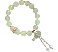 Pulsera de cristal, pulsera de obsidiana negra, pulsera de buena suerte Feng Shui, pulsera de cristal de jade, pulsera con colgante de calabaza, amuleto de riqueza, pulsera elástica con cuentas, joyer