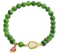 Pulsera de cristal, pulsera de obsidiana negra, pulsera de buena suerte Feng Shui, pulsera de cristal de jade talismán pulsera de jade verde pulsera elástica con cuentas amuleto pulsera de piedras pre
