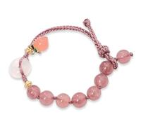 Pulsera de Cristal Rosa Natural para Mujeres Feng Shui Charm, Love & Luck, Buena Fortuna para Novia, Esposa o botón de Seguridad, pequeño