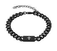 Pulsera de cruz con versículo bíblico para hombre, con texto en inglés "I Can Do All Things", pulsera de cadena de eslabones de fe cristiana ajustable de acero inoxidable con grabado de Dios Jesús