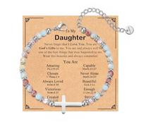 Pulsera de cruz para niñas y mujeres, regalos religiosos cristianos para hija, nieta, hermana, sobrina, San Valentín, Pascua, bautizo, confirmación, comunión, graduación, Navidad, cumpleaños, regalos