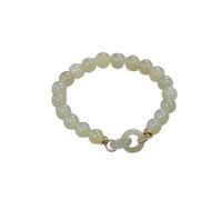 Pulsera de cuarzo azul genérica de jade de imitación de alta calidad, pulsera con hebilla, cuerda elástica para mujer pequeña y anillos, talla única, Vidrio, No es una piedra preciosa