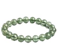 Pulsera de cuarzo fantasma verde natural, joyería curativa de cuarzo rutilado de alta calidad para riqueza y energía de crecimiento, 12mm, Piedra, Sin piedra preciosa