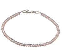 Pulsera de cuarzo rosa AAA natural de 2 a 2,5 mm con piedras preciosas facetadas, pulsera de cuentas delicadas de 7.5 pulgadas, cadena ajustable, gancho de plata, para niñas y mujeres