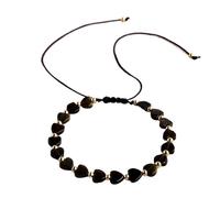 Pulsera de cuarzo rosa con corazón para mujer, pulsera ajustable de cuentas de cordón rosa con cuentas doradas, bonito regalo de joyería femenina para ella, One Size, Madera de agar, Sin piedra