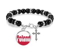 Pulsera de cuentas Art Deco con nombre de la bandera de Polonia, joyería bohemia para hombres y mujeres