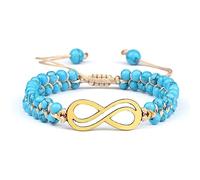 Pulsera de cuentas azules de línea negra, colgante de cabeza de tigre para mujer, pulseras trenzadas y brazaletes, regalo para amigos, yoga, joyería de moda, color dorado 6