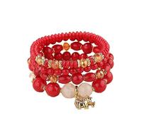 Pulsera de cuentas bohemia,Pulsera Bohemia Vintage para Hombres,Mujeres,conjunto de Pulseras de Cuentas Apilables de Múltiples Capas,Colgante de Elefante Afortunado,Brazalete de Cristal,Pulsera de A