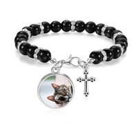 Pulsera de cuentas con fotografía de gato y actividad animal