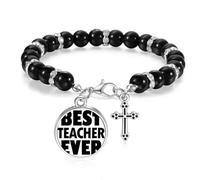 Pulsera de cuentas con frase "Best Teacher Ever"