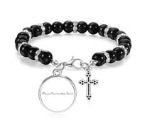 Pulsera de cuentas con frase "Victory Won't Come to Me Unless I Go to It", joyería bohemia