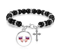 Pulsera de cuentas con la bandera de Rusia, joyería bohemia para hombres y mujeres