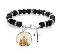 Pulsera de cuentas con símbolo nacional de Rusia, joyería bohemia para hombres y mujeres