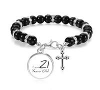 Pulsera de cuentas con texto en inglés "I am 21 Years Old Age Young"